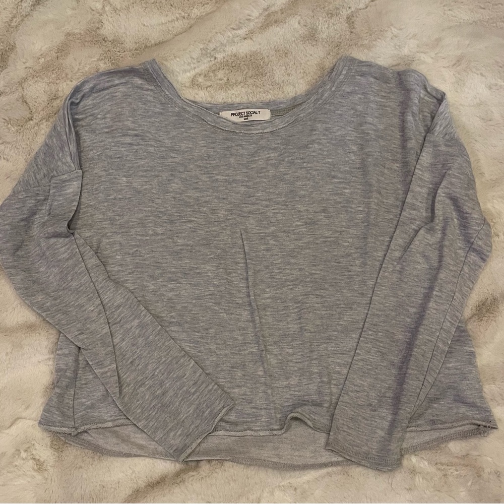 Project Social Tee - Heather grey, long sleeve Tshirt - size s